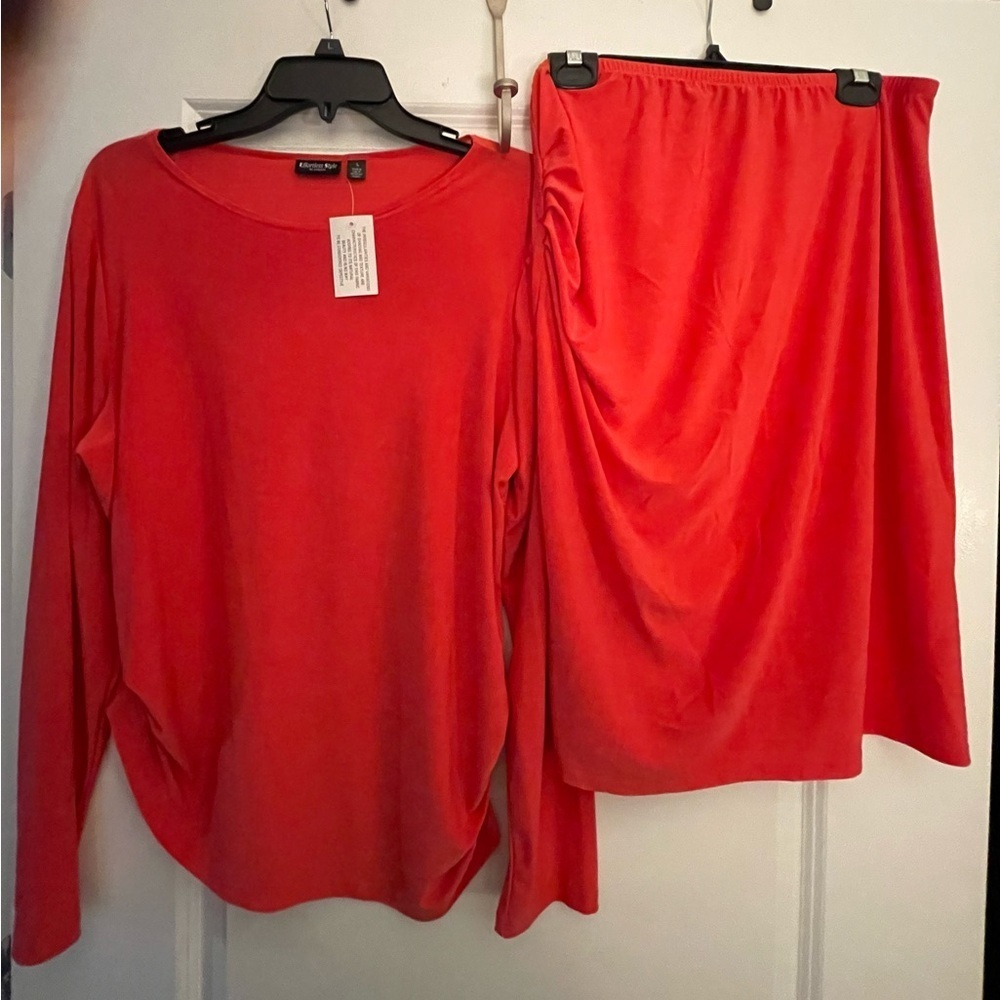 Effortless Style By Citiknit QVC Ruched 2PC Skirt and Asymmetrical Top. NWT